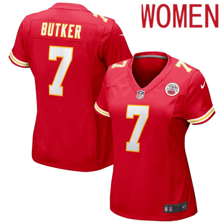 Women Kansas City Chiefs #7 Harrison Butker Nike Red Game NFL Jersey->women nfl jersey->Women Jersey